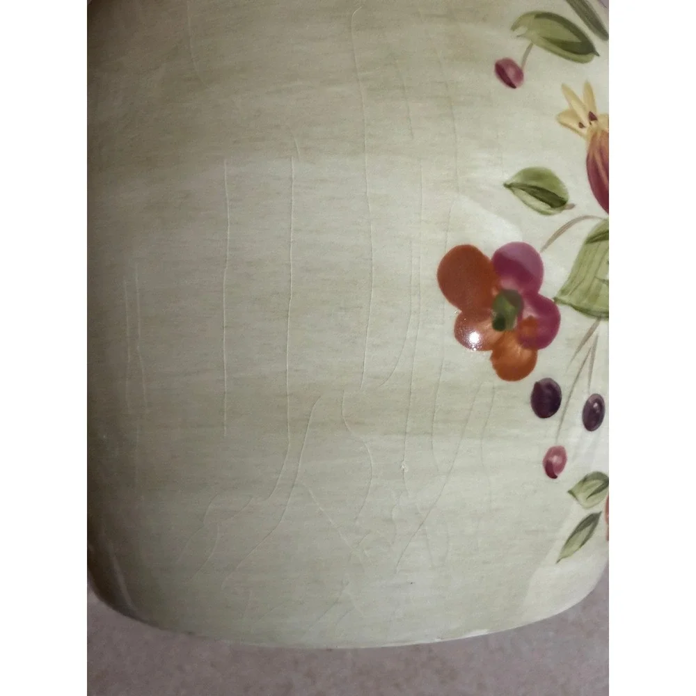 Certified International La Toscana Gladding Ceramic Fruit Floral‎ Canister w Lid